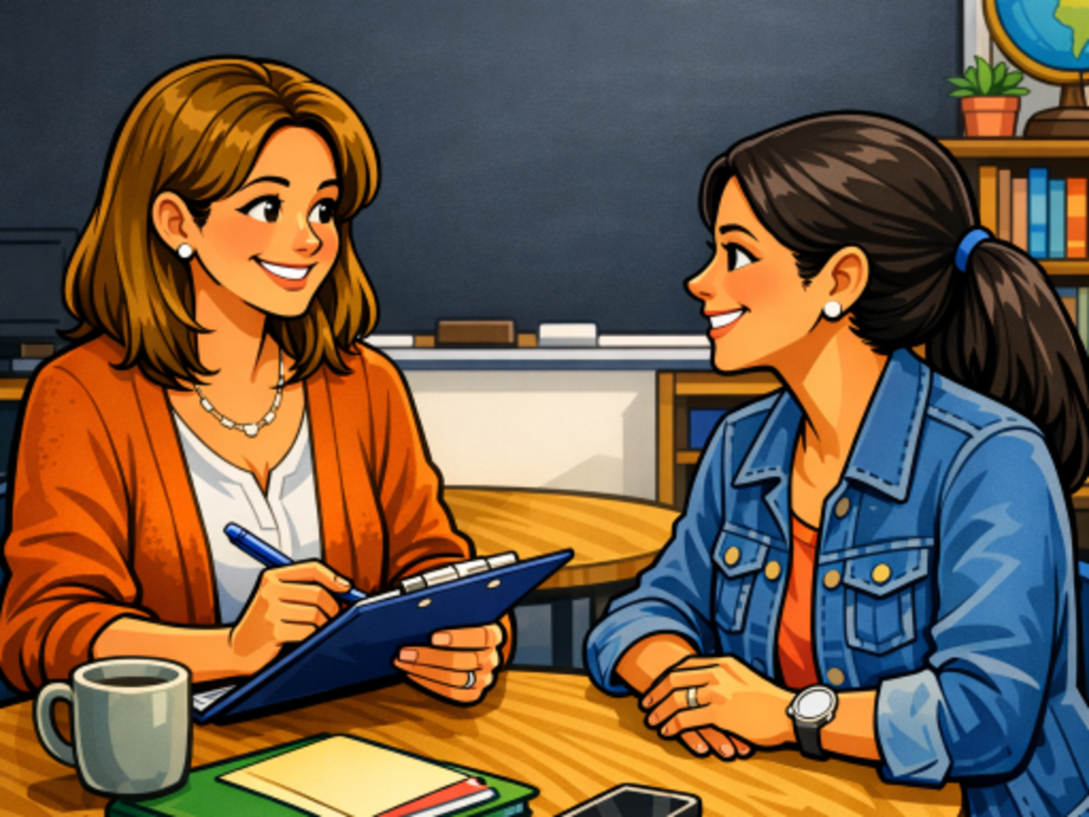 Parent and teacher having a meeting