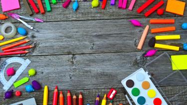 School Supplies Brightly coloured school supplies arranged in a circle