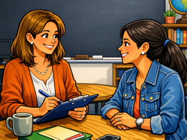 Parent and teacher having a meeting
