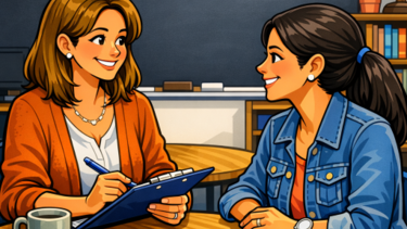 Parent and teacher having a meeting