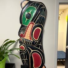 Indigenous art hung on the wall in the school office